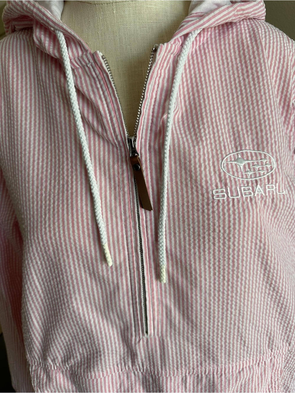 Charles River Apparel Pink and White Striped Women's Seersucker Hoodie XXL - Picture 7 of 14